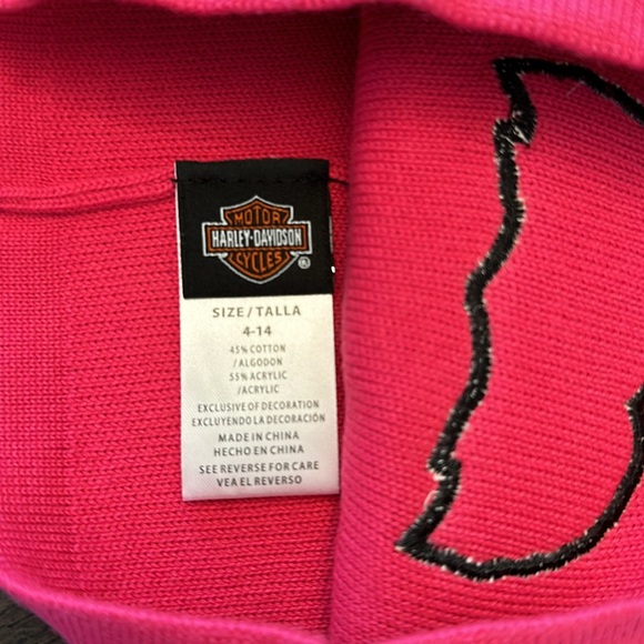 Harley-Davidson Little Girls B&S Logo Slouchy Knit Beanie Hat - Picture 2 of 2
